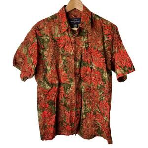 Pete Huntington Brown Orange Short Sleeve Hawaiian Button Up Shirt Men's Size S